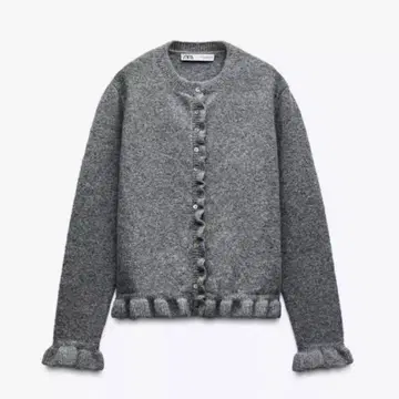 ZARA 프릴 가디건 그레이 S 사이즈