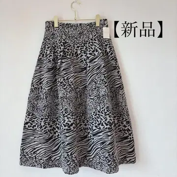 [ 새상품급 ] MERLOSE 제브라 서큘러 스커트 멜로즈 모노톤