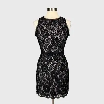 블랙 레이스 슬리브리스 무릎 기장 원피스 milly USA