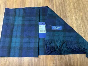 EVSEG 캐시미어 머플러 다크 블루 계열 체크 30*150 cm