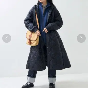 FREAK'S STORE 퀼트 라이너 후드 롱 코트