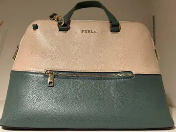 FURLA 베이지/그린 핸드백