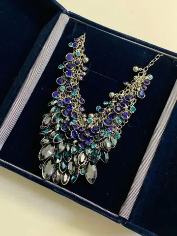 스와로브스키 SWAROVSKI 목걸이 블루 퍼플 실버