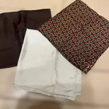 포켓 치프 3개 세트 브라운 화이트 페이즐리