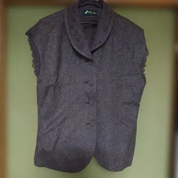 장밋빛 인생 그레이 계열 꽃무늬 옷깃 슬리브리스 베스트