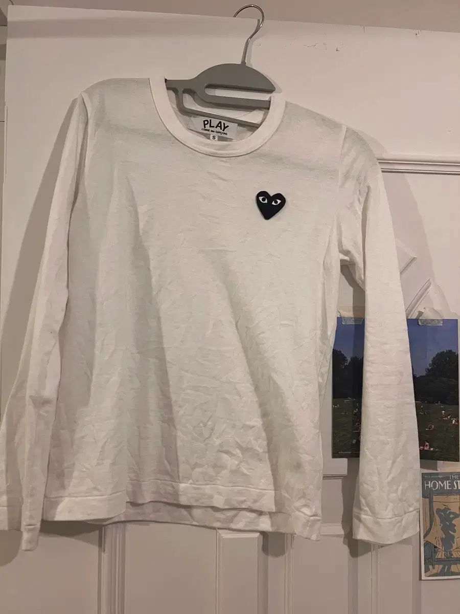 New) Comme des Garçons PLAY White Long Sleeve T-shirt Women's S
