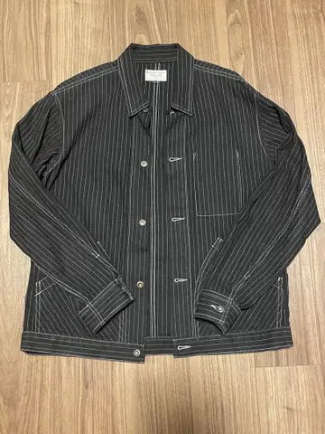 SCHOTT 블랙 스트라이프 데님 자켓 L