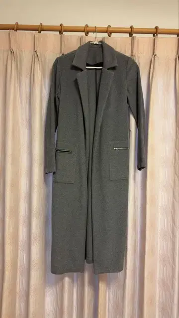 그레이 롱 코트 허리 벨트 포함