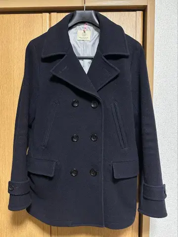 네이비 더블 브레스트 피 코트 XL
