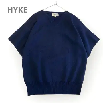 HYKE short sleeb 크루넥 실크 니트 M 네이비