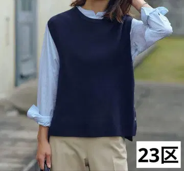 컴팩트 코튼 폴리에스테르 니트 베스트 네이비