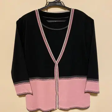트루사르디 블랙 핑크 가디건 앙상블
