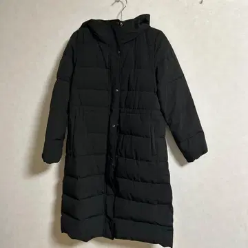 후드 부착 롱 다운 자켓 블랙