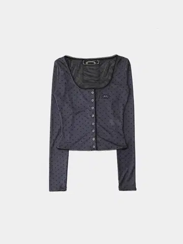 Badblood 다크 그레이 도트 무늬 긴팔 상의