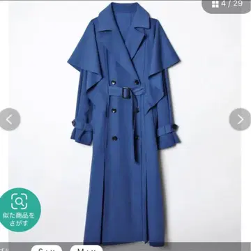 REDYAZEL 케이프 디자인 트렌치코트 블루