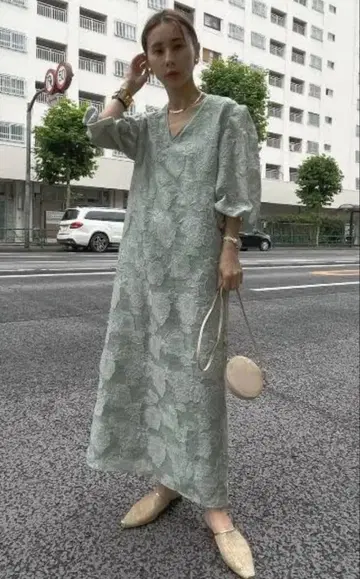 FLOWER JACQUARD STRAIGHT DRESS ameri