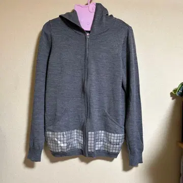 MARY QUANT 그레이 후드티 후드 부착