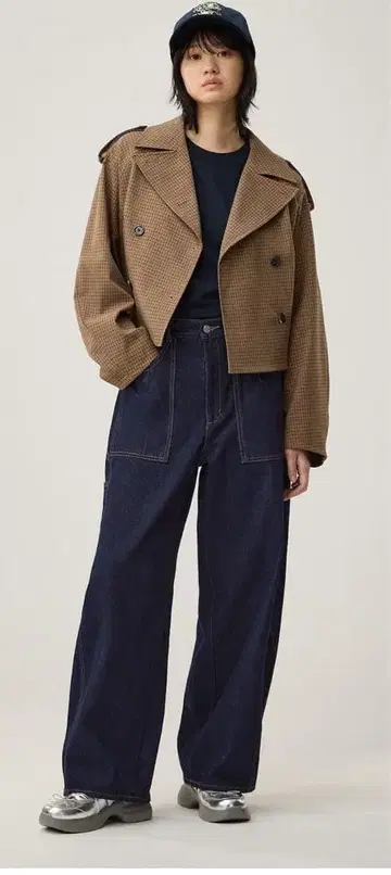 [ 미사용 새상품 ] 배럴 레그 페인터 진스 rokh 네이비