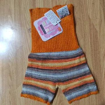 오렌지 스트라이프 니트 복대 숏팬츠