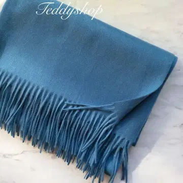 최고급 캐시미어 100% 대형 스톨 피콕 블루