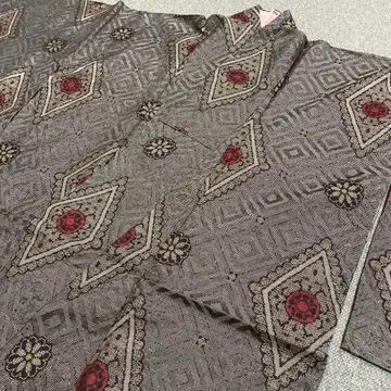 앤티크 오시마 명주 기모노 류고 패턴 진흙 염색 순수 실크