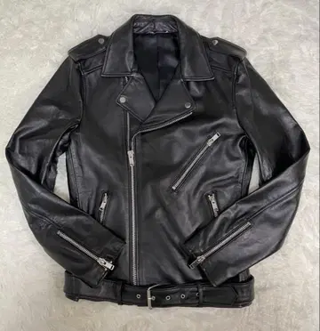 블랙 가죽 라이더 자켓