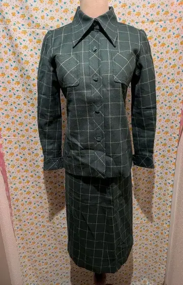 그린 격자 무늬 셋업