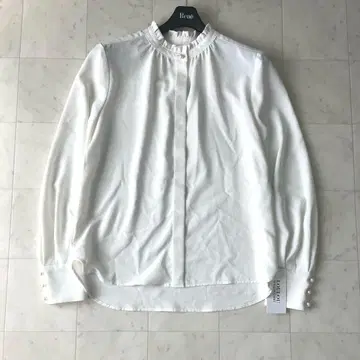 택 포함 미사용 2022년 루루 윌비 펄 버튼 프릴 블라우스 2