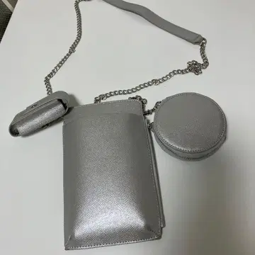 실버 스마트폰 숄더백 체인 스트랩 포함