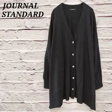 저널 스탠다드 V넥 긴팔 가디건 단추 코튼 혼방 블랙