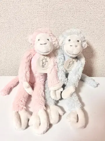 Happy Horse 봉제 인형 몽키 ( 핑크 스카이블루 세트 )