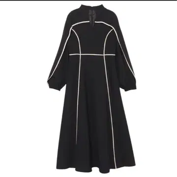 nuans 바이컬러 트리밍 디자인 원피스 블랙 XS