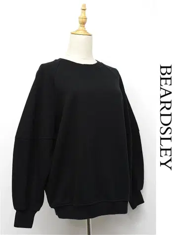 W178/BEARDSLEY 맨투맨 블랙 염색 볼륨 슬리브 래글런