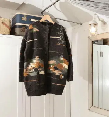 패턴 니트 가디건 빈티지