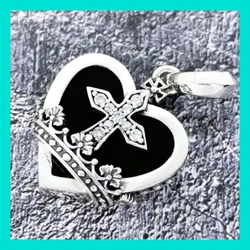 정가 47만 Justin Davis 지르코니아 오닉스 장식 하트 목걸이