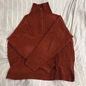 리브 하이넥 스웨터 오렌지