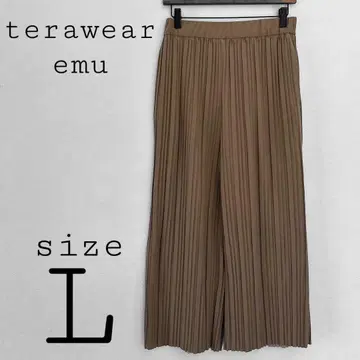 테라웨어 M [L] 와이드 팬츠 베이지 계열 플리츠 스타일리시 귀여움