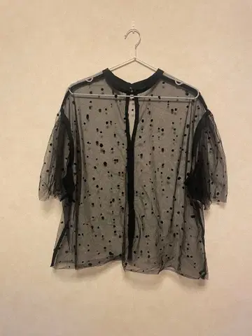 뷰티앤유스 시스루 도트 무늬 반팔 셔츠