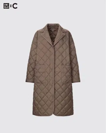 유니클로 C 퍼프테크 오버사이즈 코트 브라운