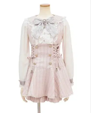 LIZLISA 리즈리사 메시지 리본 트위드 셋업 핑크