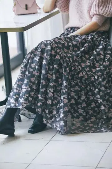 Seven ten 라메 자카드 스커트 (핑크)