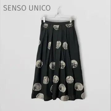 새상품급 메후 SENSO UNICO 도트 디자인 자카드 롱 스커트