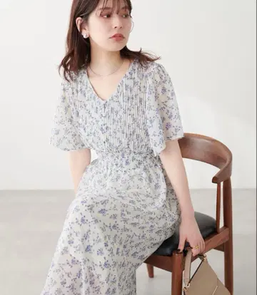 natural couture 플레어 슬리브 고급 원피스