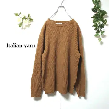 Italian yarn 크루넥 니트 스웨터 L 울 혼방