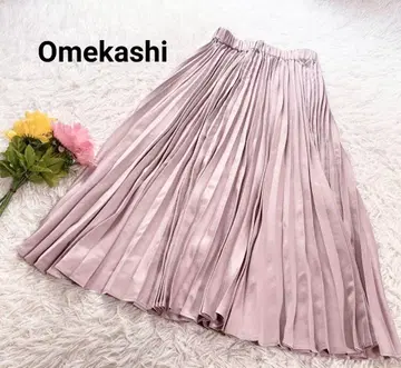 오메카시 [ F ] 플리츠 스커트 롱 스커트 허리밴딩 포인트 컬러 캐주얼