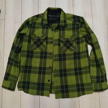 백 채널 BackChannel 그린 블랙 체크 플란넬 셔츠 M