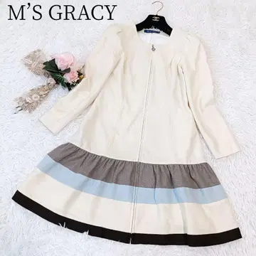 [엠즈 그레이시] 롱 원피스 플레어 집업 A라인 보더