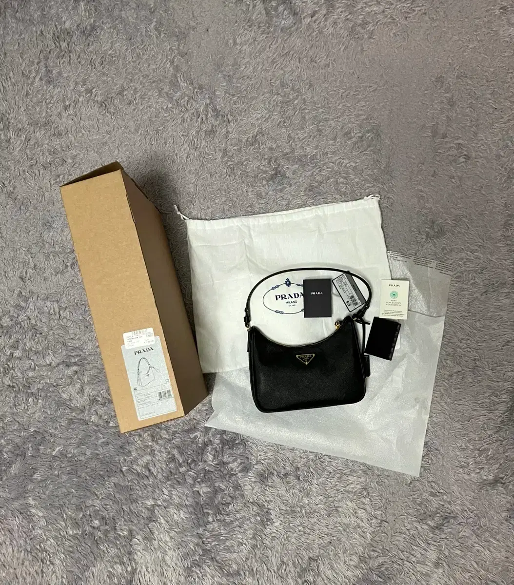 Prada 1bc204 Saffiano Leather Hobo Bag Black