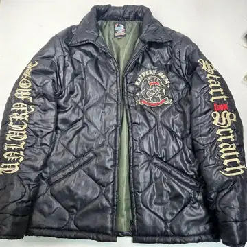 새상품급 핫 로드 로카빌리 투 페이스 스컬 퀼팅 다운