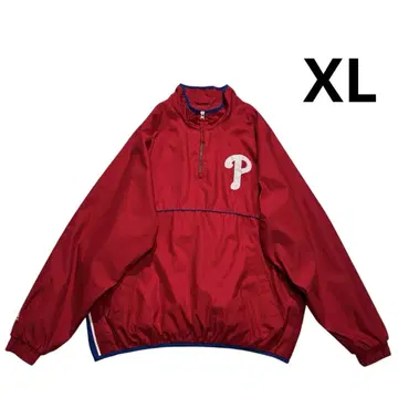 Majestic 필리스 하프 지퍼 나일론 자켓 XL 빨간색 MLB